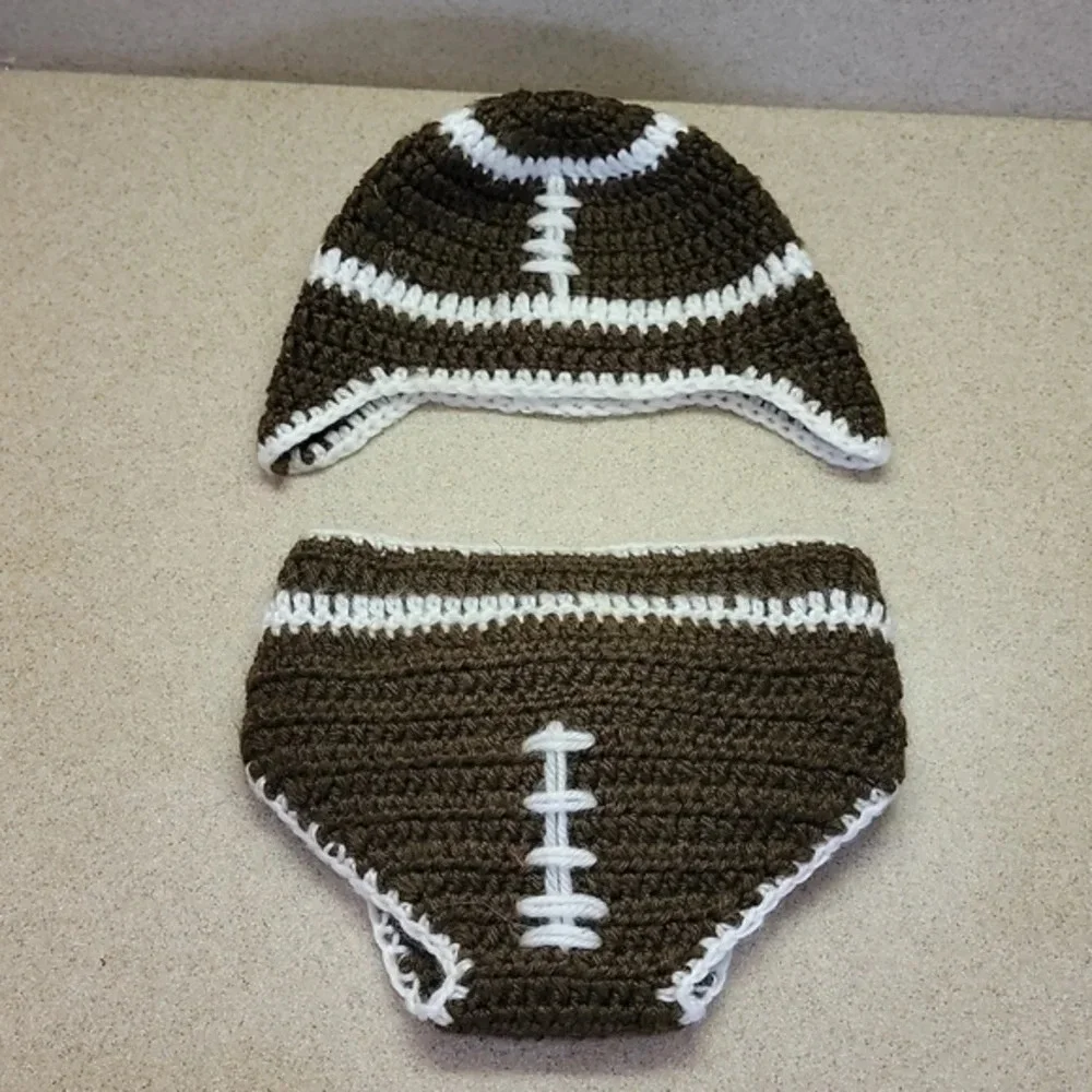 INFANTS FOOTBALL DIAPER COVER & HAT‎ - BY SO ADORABLE (0-6 mos.)